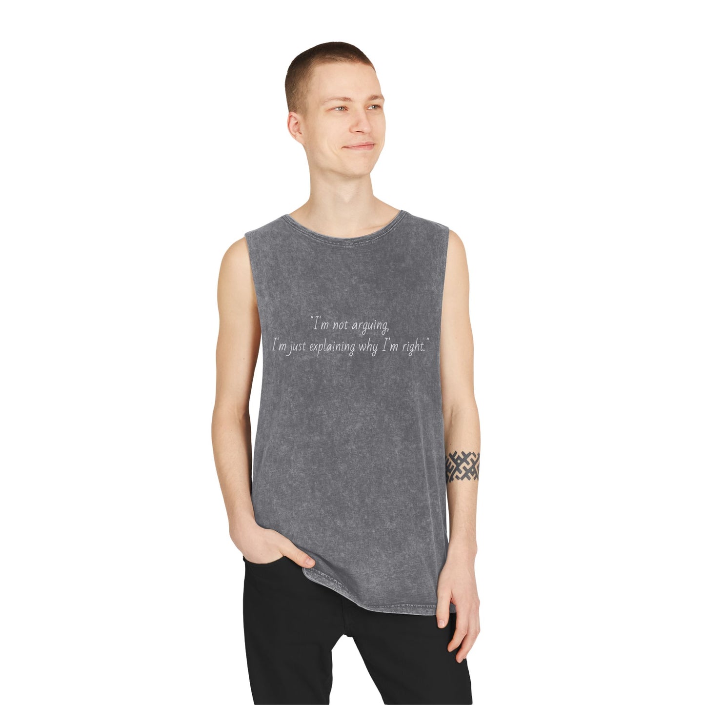 Humorous Unisex Stonewash Tank Top - "I'm Not Arguing, I'm Just Explaining"