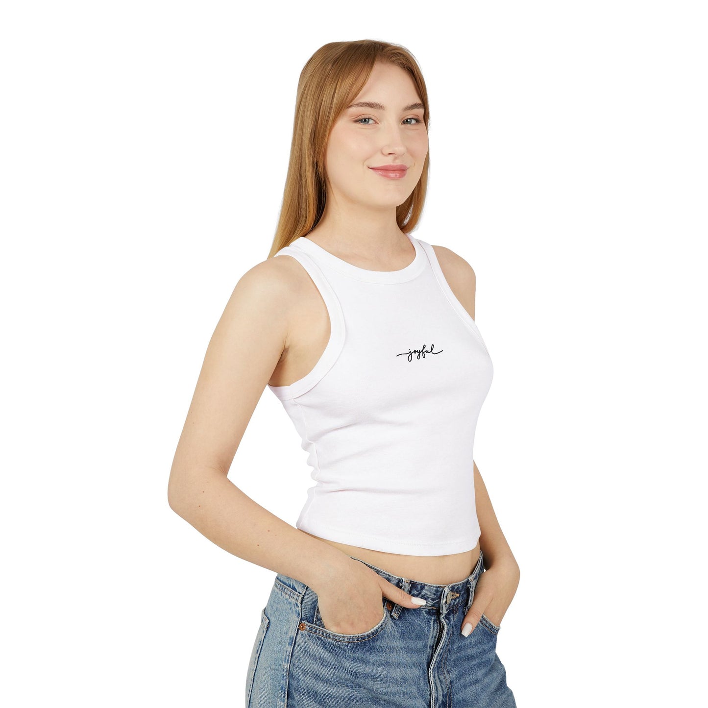 Racer Tank Top - Summer Essential with Joyful Word Printed