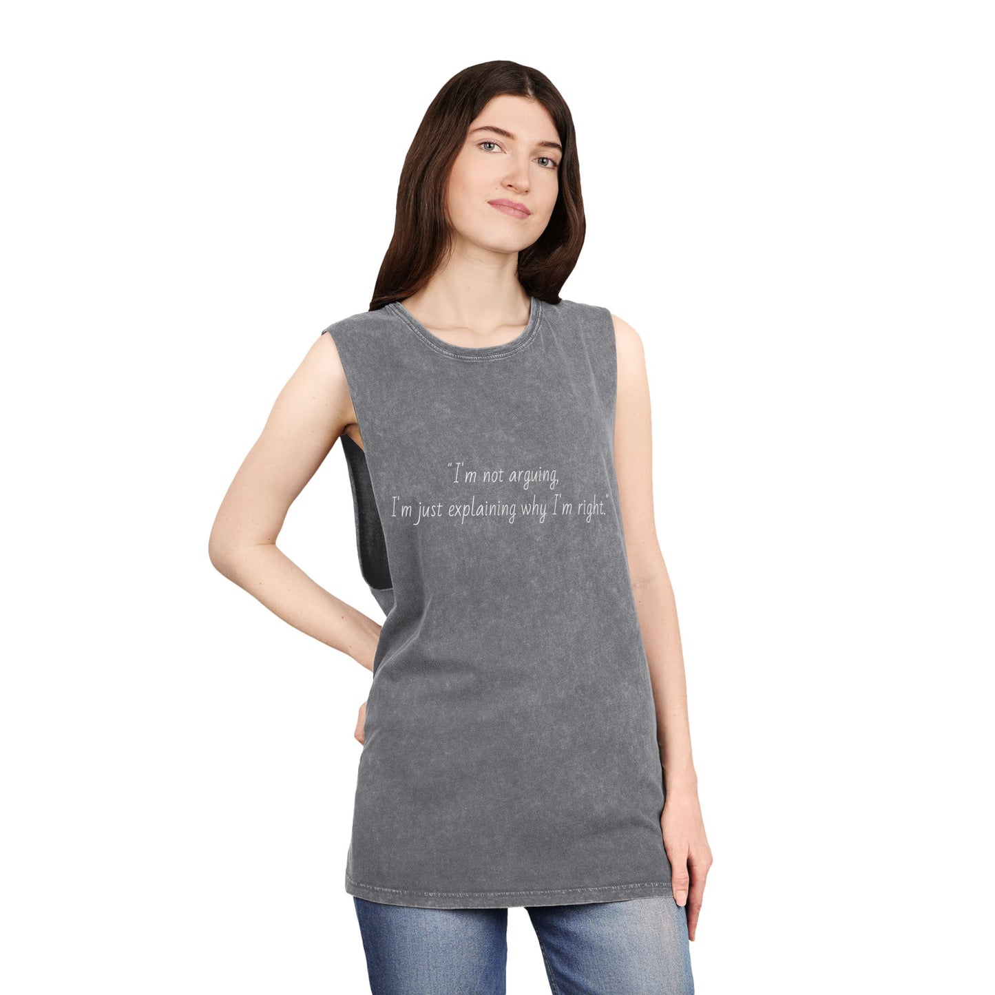 Humorous Unisex Stonewash Tank Top - "I'm Not Arguing, I'm Just Explaining"